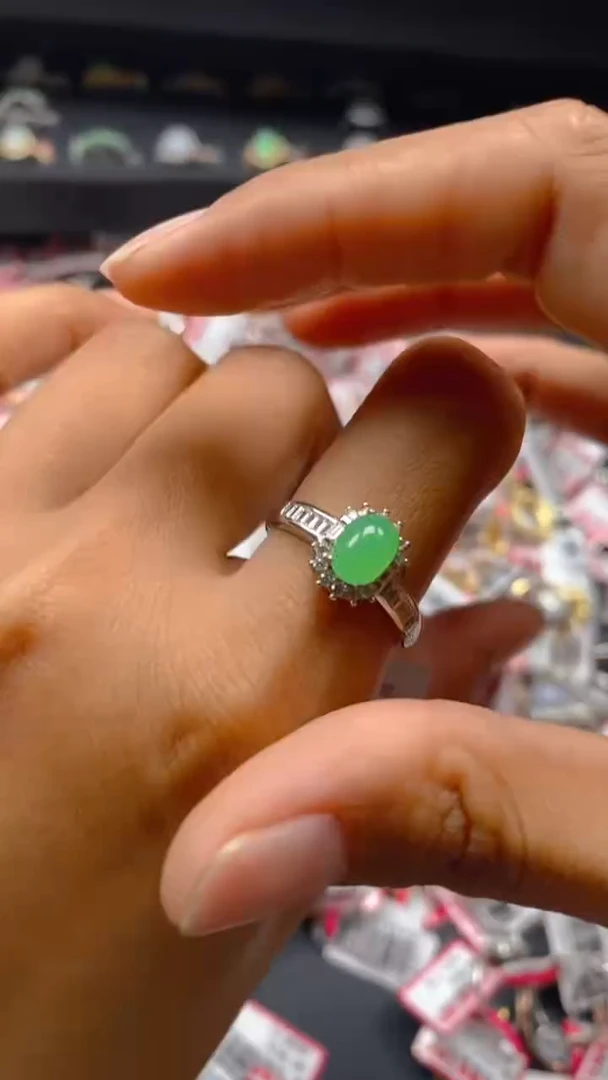 【闪购商品】翡翠戒指银S925镶嵌0514524228