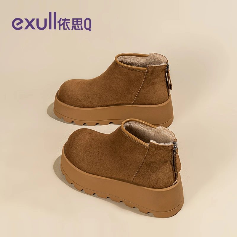 依思Q女鞋官方旗舰店勃肯鞋女款2025冬季新款爆款网红厚底雪地鞋