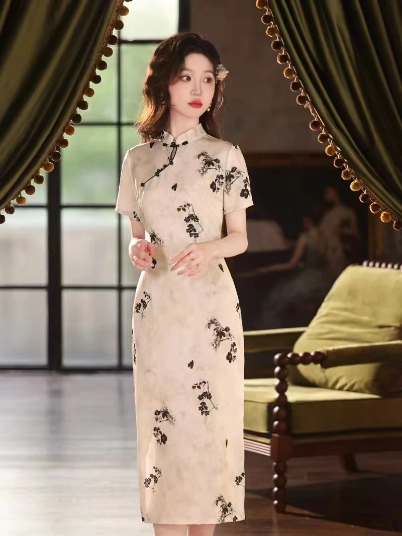 【知忆】2024夏季新款中国风旗袍高级气质新中式复古提花连衣裙