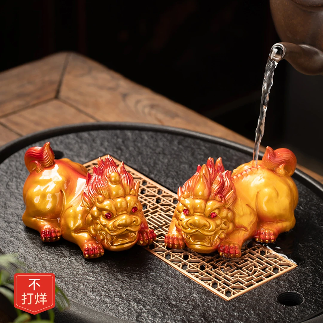 【48小时发货】变色茶宠招财貔貅一对摆件精品