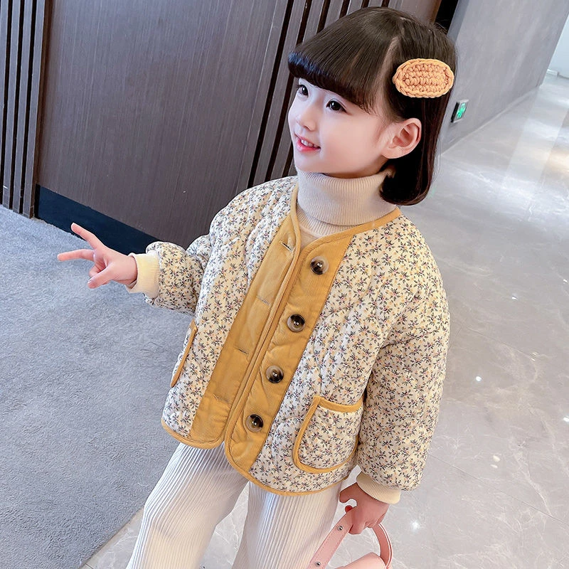 女童冬装衣儿童夹外套新款洋气加厚服宝宝校服神器袄
