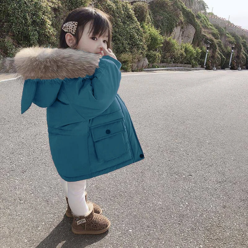 女童派克服新款儿童洋气加绒加厚服女宝宝冬装羽绒衣外套