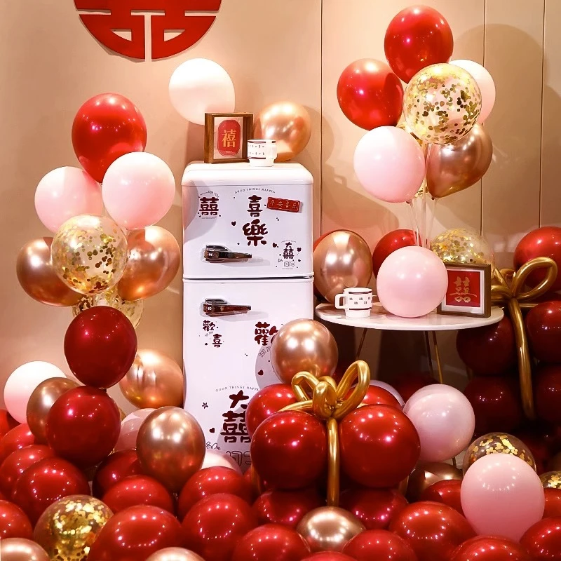 菲寻结婚气球装饰场景布置网红色卧室汽球婚房套装订婚礼婚庆用品