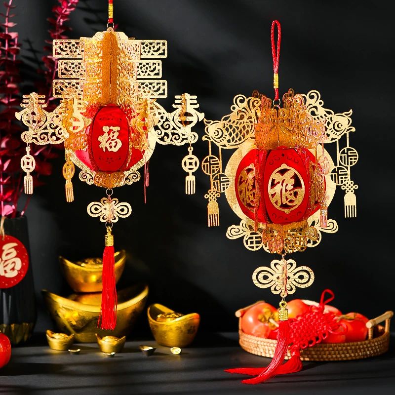 菲寻新年2024新年元宵宫灯商场室内装饰品大红小灯笼过年春节布置