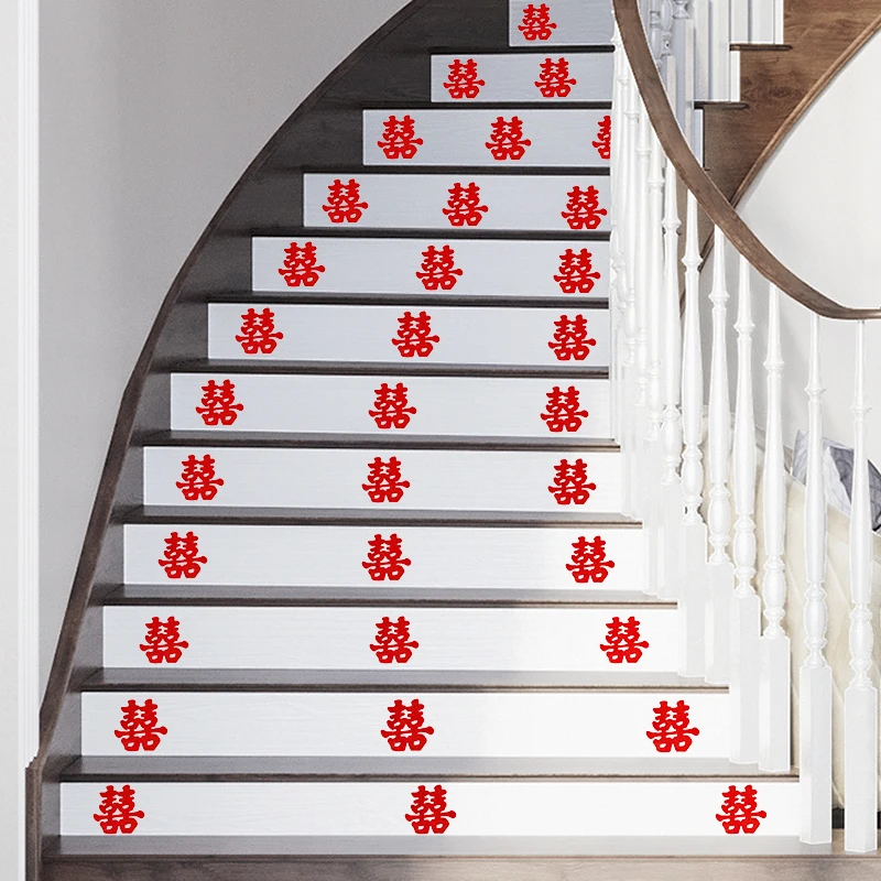 菲寻结婚庆用品楼梯喜字不干胶喜字创意迷你镂空喜家具贴自粘喜字