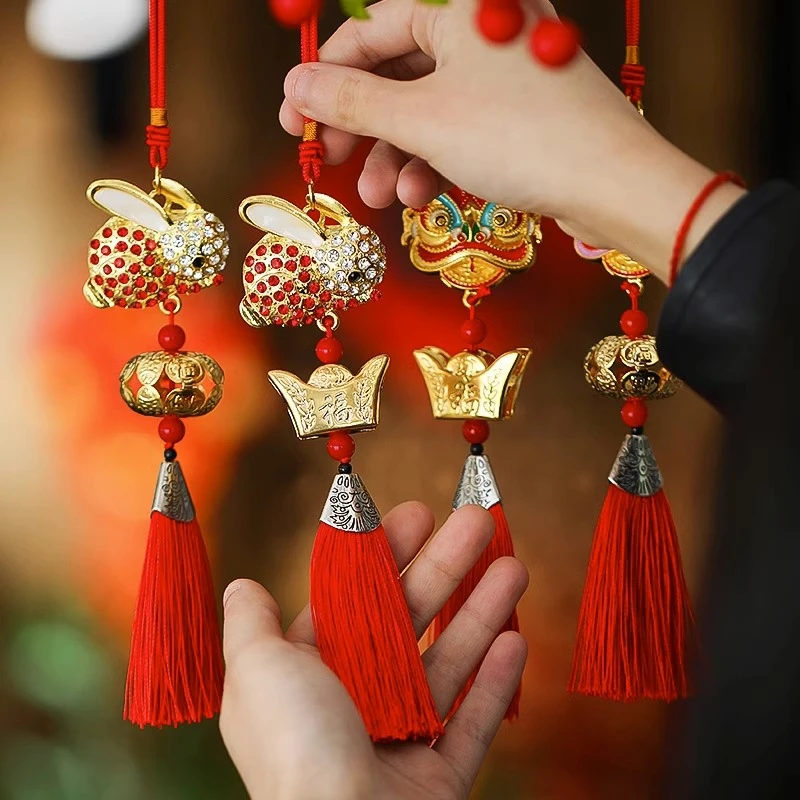 菲寻乔迁新居装饰小挂件醒狮2024新款卡通吊饰中国结喜庆春节布置