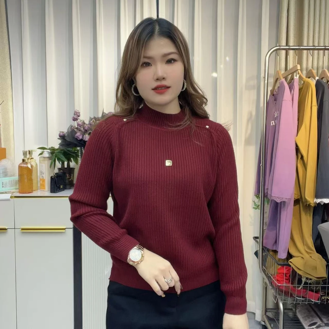 小鑫肝@新款圆领插肩袖小装饰纯色简宁气质百搭毛衣 996