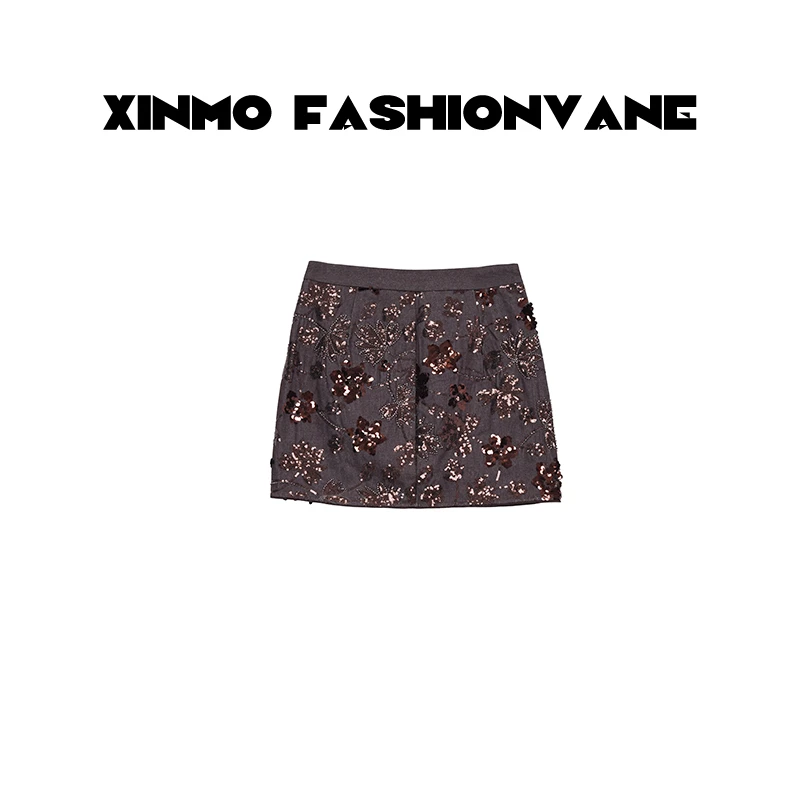 【XINMO】24早秋新款轻奢女装半身裙亮片短裙女士C24062001