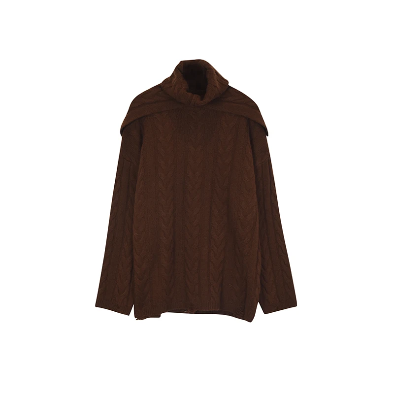 【XINMO买手店】极简不扎100%绵羊毛长袖围脖套头毛衣C23110707