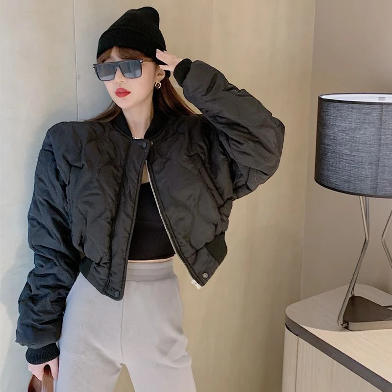 棉服女ins港风短款棉衣外套潮秋冬2024年新款百搭棒球服宽松棉袄