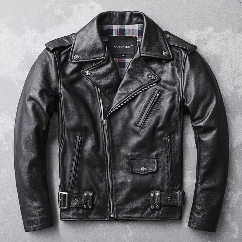 2007机车短款真皮机车多拉链皮衣新款真皮夹克皮衣男士春秋休闲