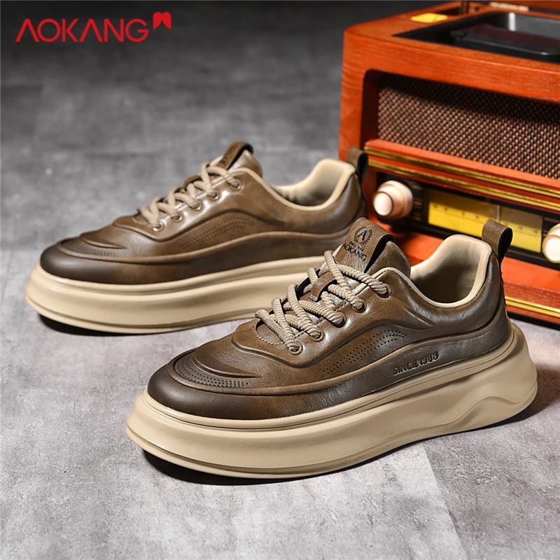 Aokang/奥康2025秋冬男士时尚百搭潮流潮鞋舒适百搭增高休闲板鞋