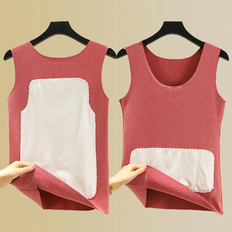 德绒背心女冬无痕保暖吊带内搭加绒加厚打底衫双面绒大码修身上衣