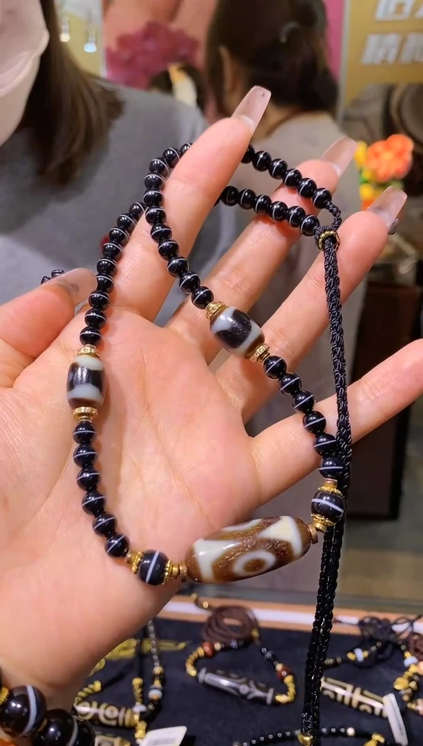 【闪购商品】玛瑙/玉髓颈饰未镶嵌Q27074多样性发一三眼药师项链
