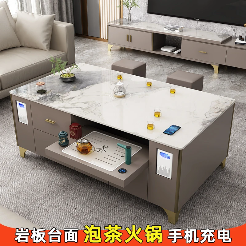 2024简约桌椅客厅家用茶几电磁炉茶几茶台一体高端网红奶油风茶桌