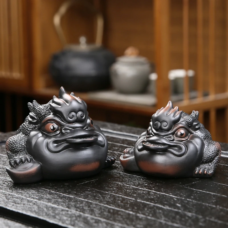 三足金蟾茶宠摆件精品可养紫陶禅意招财茶道茶玩茶桌装饰茶具配件
