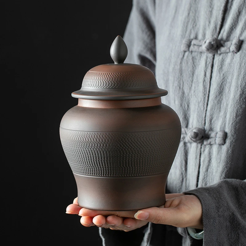 大号大容量紫陶茶叶罐空罐陶瓷储存罐存茶罐密封罐茶罐白茶普洱茶