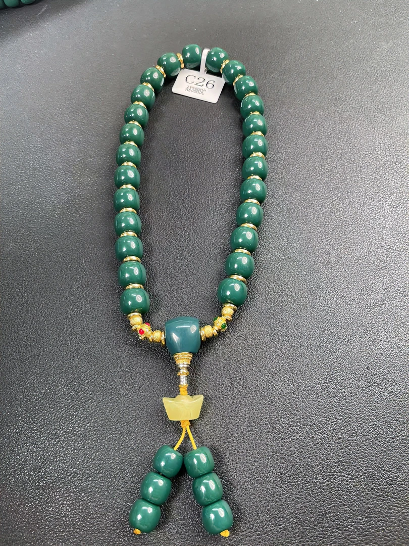 【人工处理】C26湖北十堰人工处理绿松石手串手持01