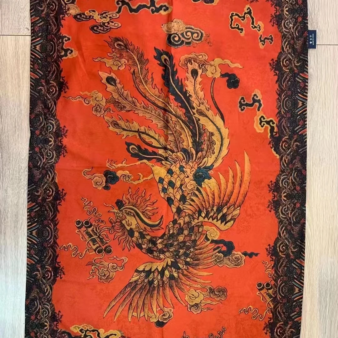 Z13 枕套 53*70cm香云纱 凤凰涅槃 花萝老料涂泥中国风枕头巾时尚