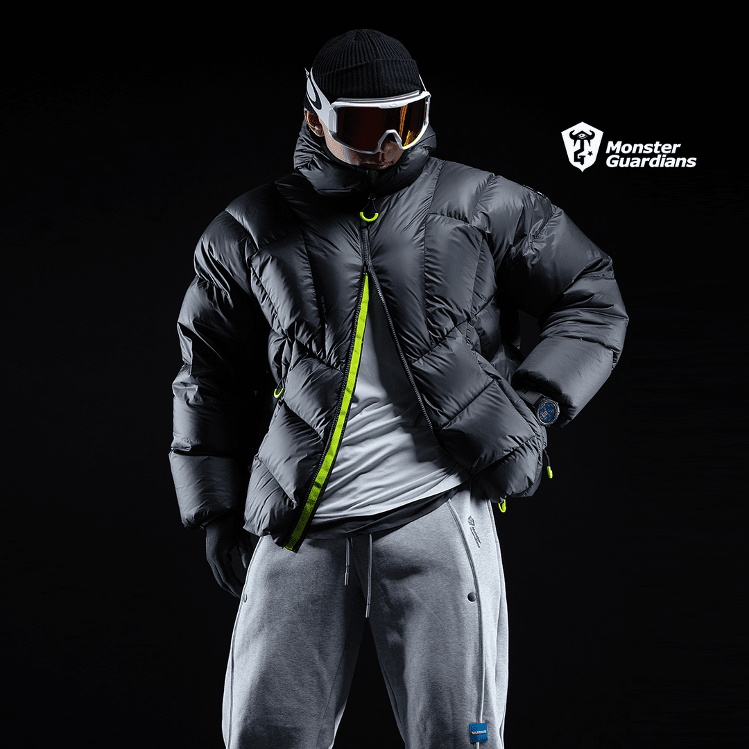 MonsterGuardians 男子冬季温变连帽户外防水加厚运动羽绒服宽松