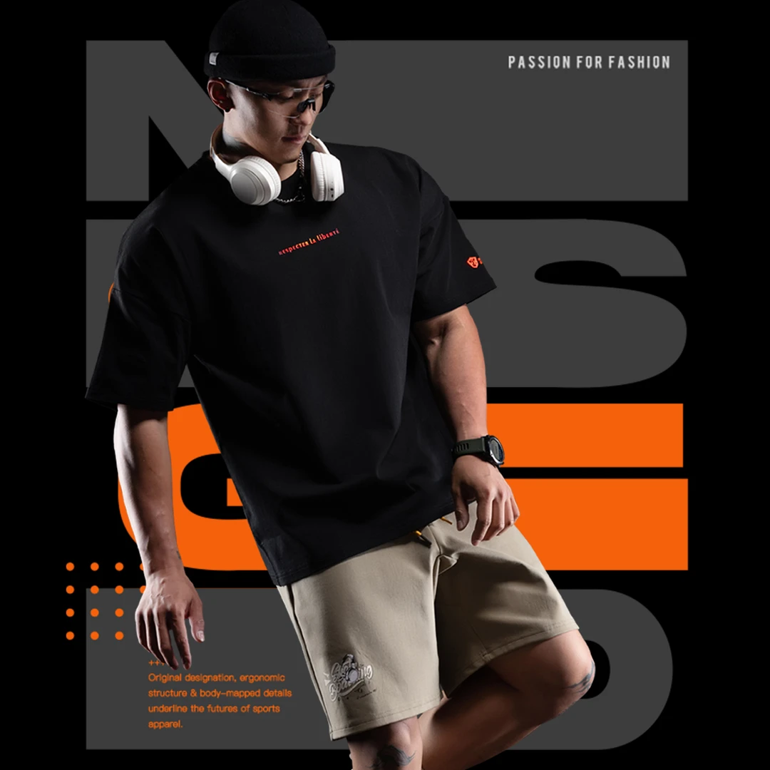 MonsterGuardians运动T恤男春夏圆领休闲透气街头跑步短袖潮上衣