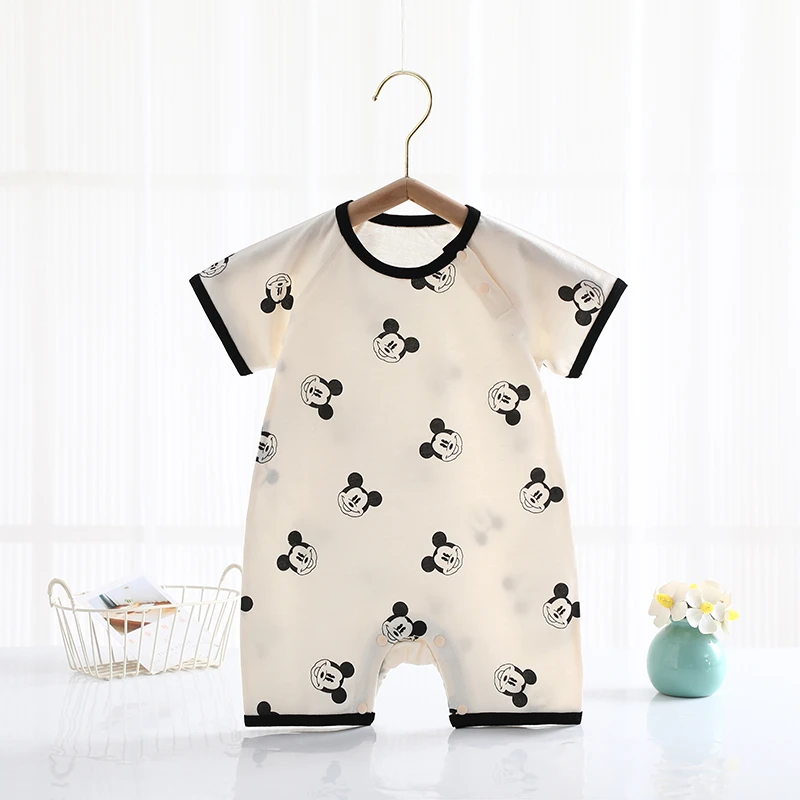 网红同款【ins风小众】宝宝夏季纯棉短袖婴幼薄款连体衣新生儿哈衣