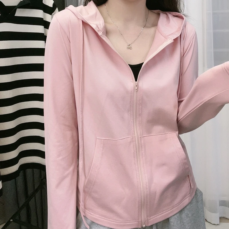 高兴家春秋长袖粉色卫衣上衣百搭短外套带帽拉链衫显瘦百搭女装