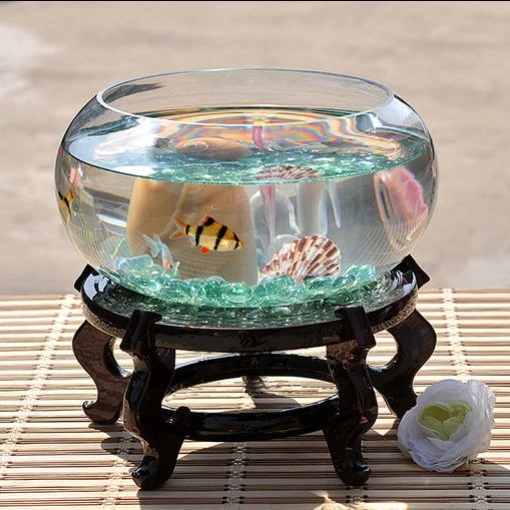 创意桌面鱼缸生态圆形玻璃金鱼缸乌龟缸迷你小型造景家用水族箱