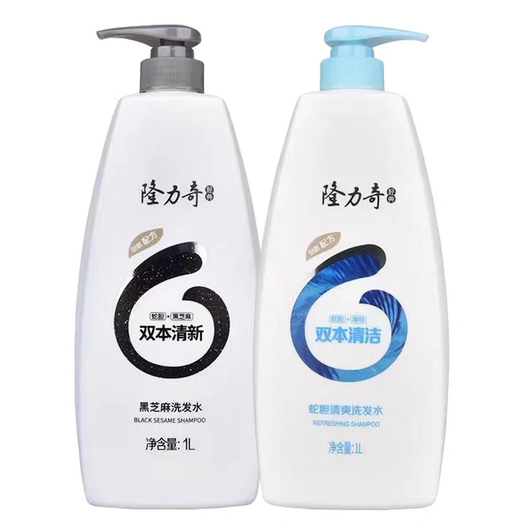 longrich/隆力奇双本清新清洁蛇胆黑芝麻薄荷洗发水大容量清爽1L