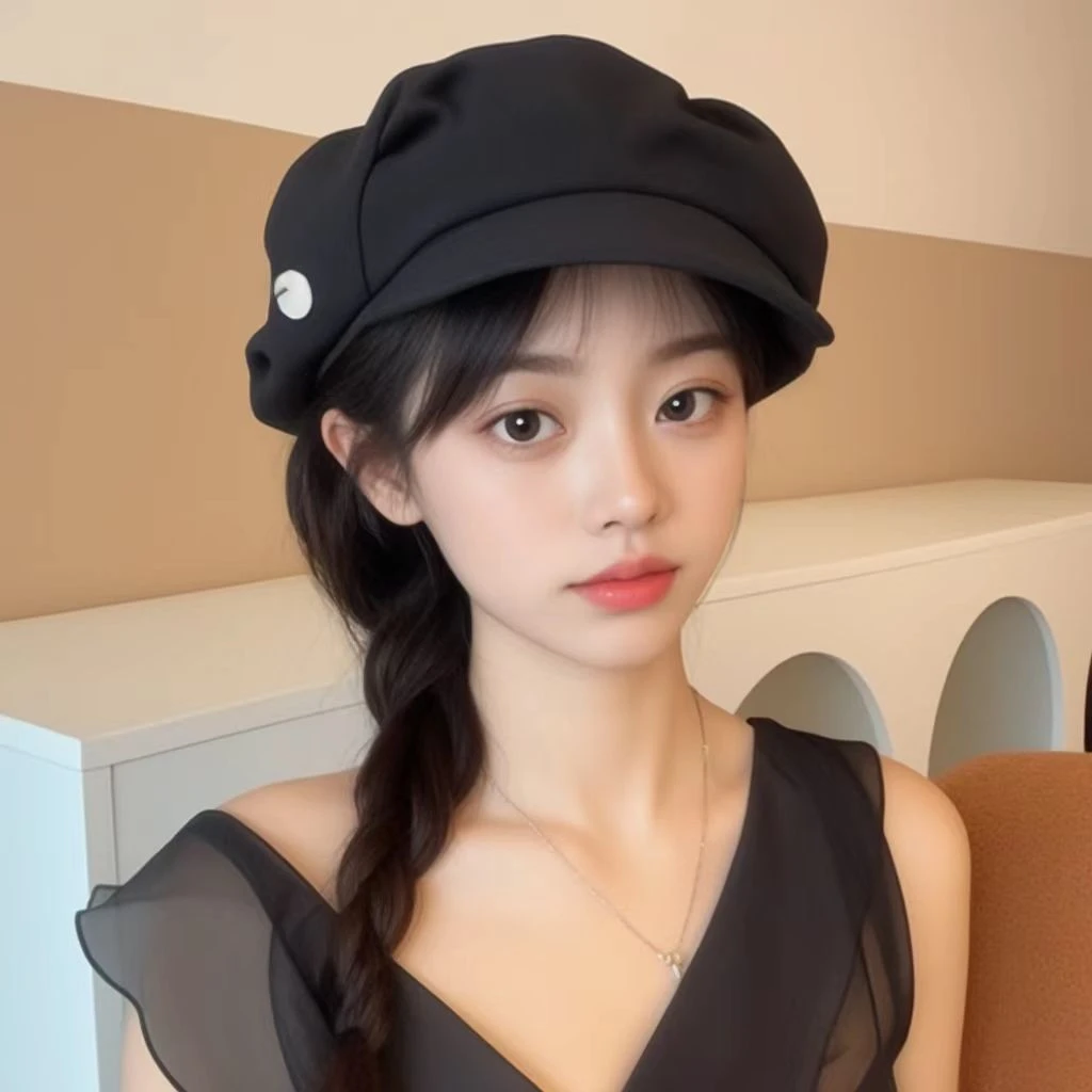 云朵帽子女士包脸显脸小八角帽春夏季韩版时尚文艺画家帽子