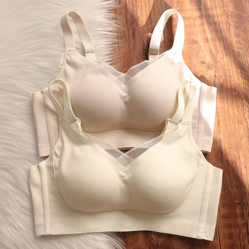 无痕莫代尔薄款内衣女小胸聚拢无钢圈收副乳防下垂调整型文胸罩夏