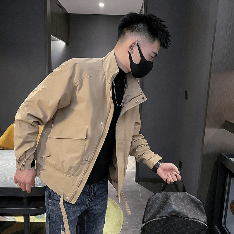 高级感休闲外套男士春秋季设计感夹克男装2023新款棒球服