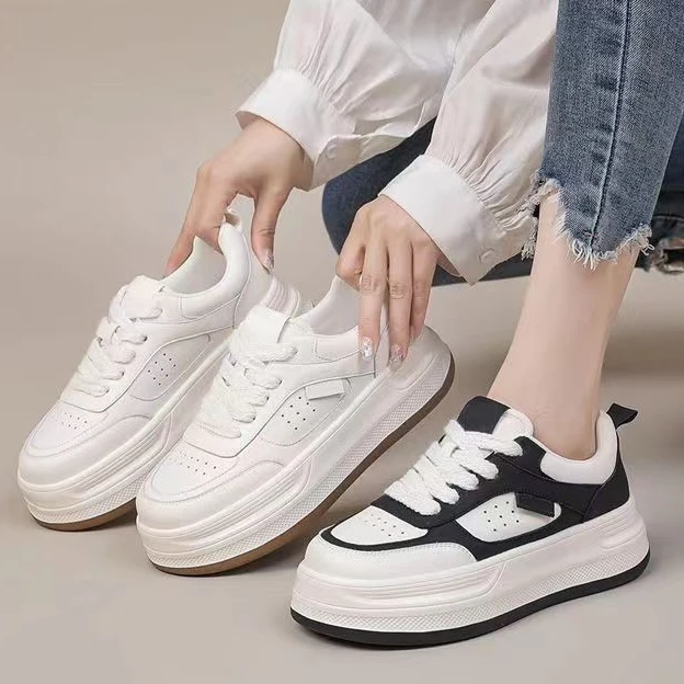 韩版休闲加绒厚底小白鞋女#2082