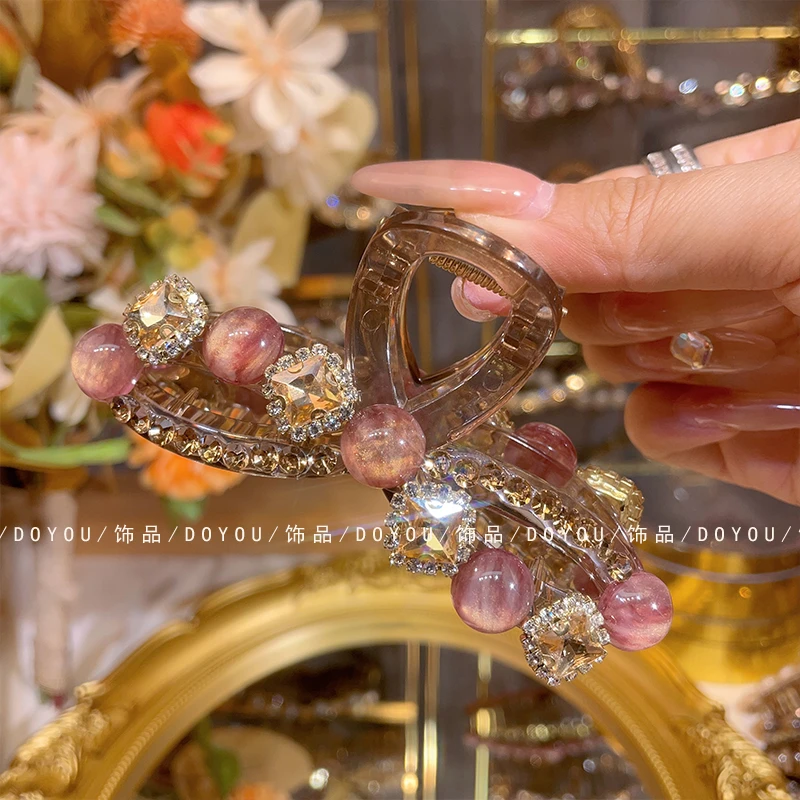 新款西柚粉方糖9厘米抓夹气质轻奢时尚网红发饰发夹