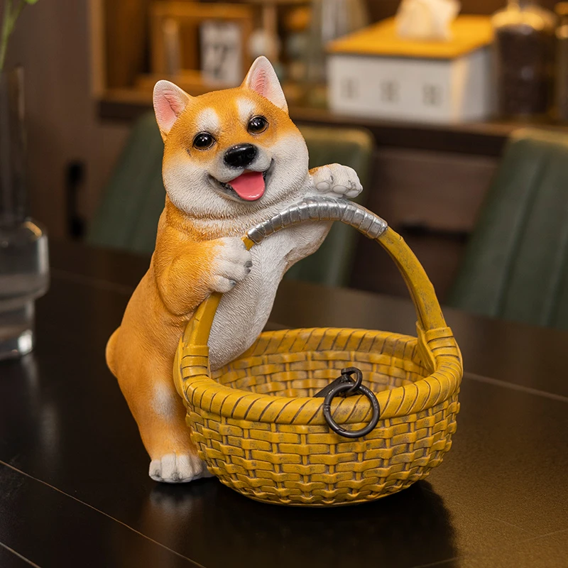 可爱柴犬狗狗钥匙收纳摆件家居客厅玄关入门轻奢装饰新家乔迁礼品