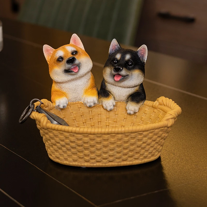 新家乔迁软装家居客厅茶几桌面装饰入户玄关门口狗狗钥匙收纳摆件