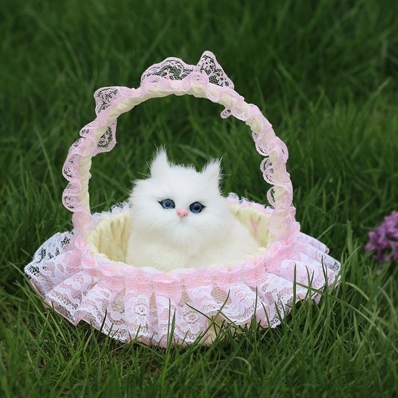 会叫仿真篮子猫咪毛绒玩具超萌仿真猫咪玩偶儿童玩具生日礼物高档