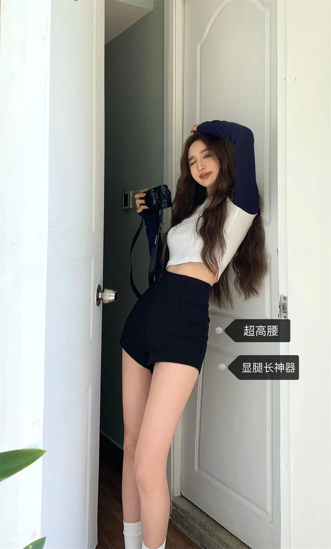 黑色打底外穿高腰西装短裤女春秋2024年小个子辣妹显腿长紧身热裤