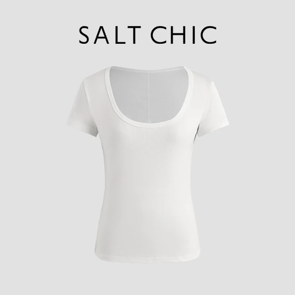 SALT CHIC盐执“基础优雅”夏季百搭透气修身纯色T恤女 2024WGA266