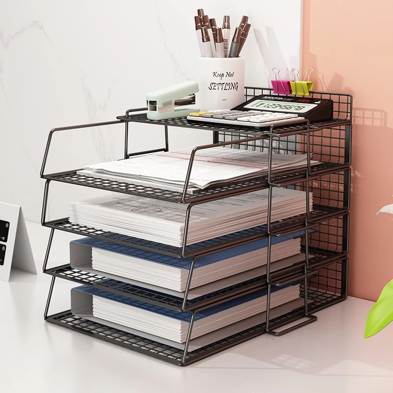 办公桌置物架文件收纳盒文件框办公用品大全文件架桌面书架多层大