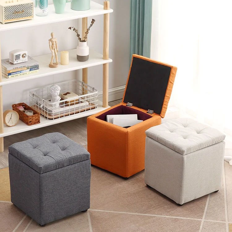 家用储物凳收纳凳门口换鞋凳子时尚创意小凳子布艺搁脚凳沙发凳子