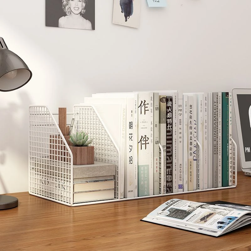 桌面书架书本收纳置物架书立架飘窗儿童绘本架办公桌金属文件夹筐