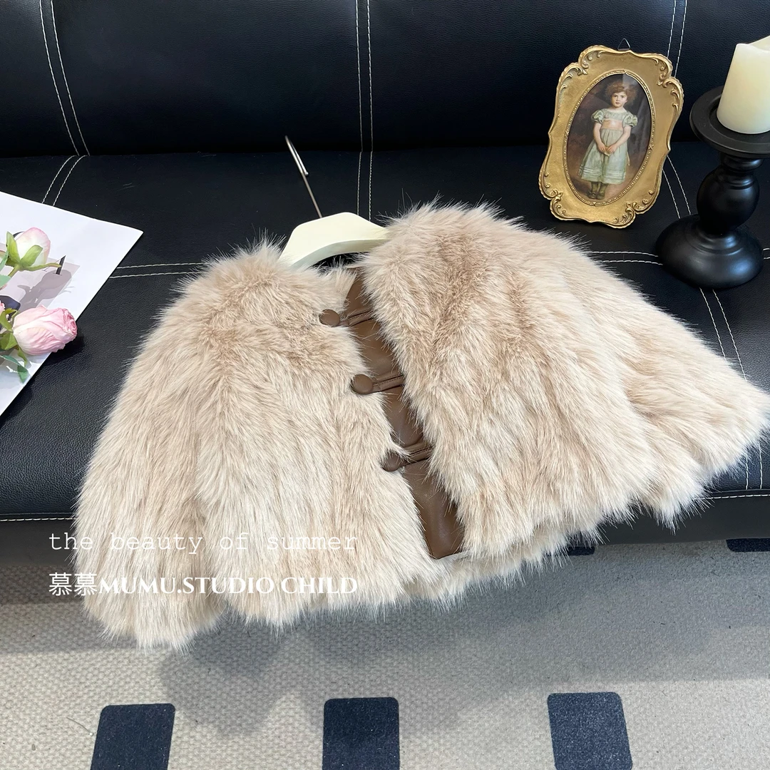 女童外套冬2023冬季新款儿童毛毛外套儿童冬季新款毛绒外套