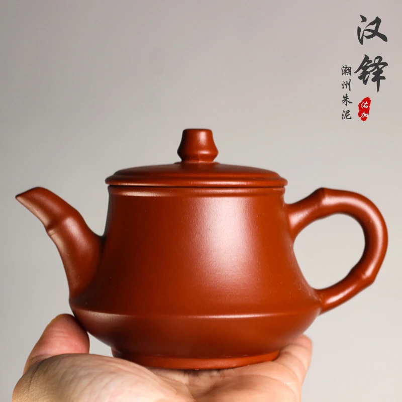 汉铎壶230毫升玉笠潮州原矿朱泥模具半手工茶具茶壶非紫砂大红袍