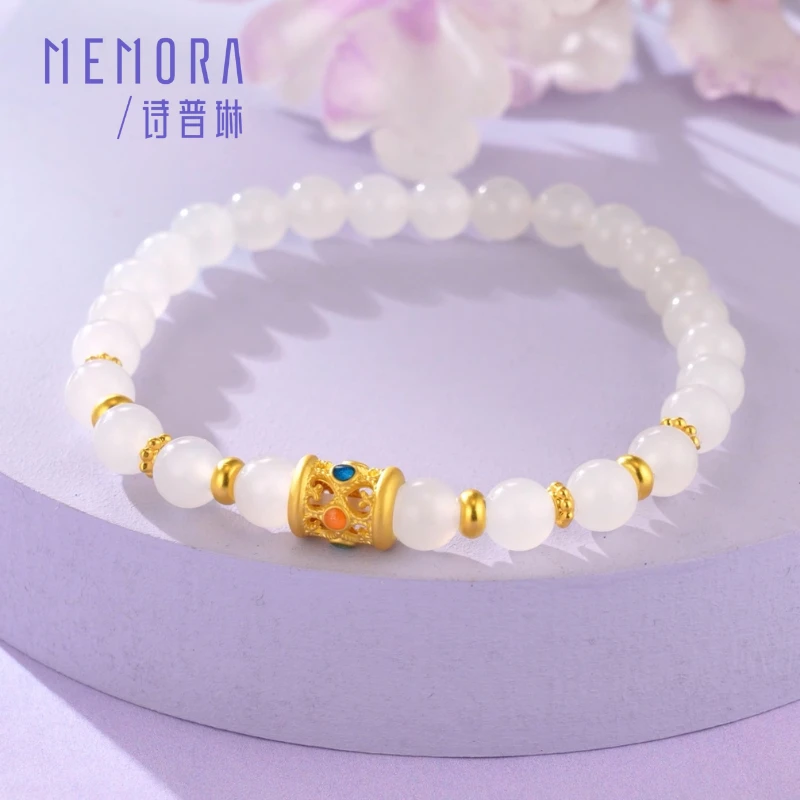 黄金转运珠足金3D硬金简约时尚百搭气质温柔单圈手串