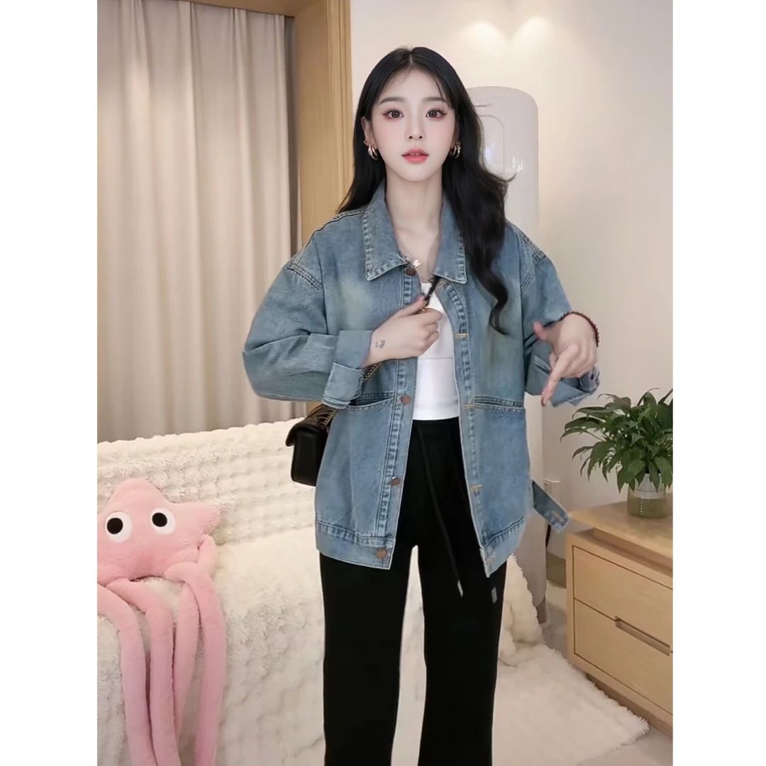 牛仔外套女春秋季新款百搭气质网红长袖机车夹克百搭老钱风女装