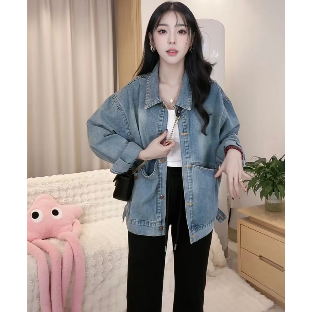 牛仔外套女春秋季新款复古港味百搭气质网红长袖机车夹克短款上衣