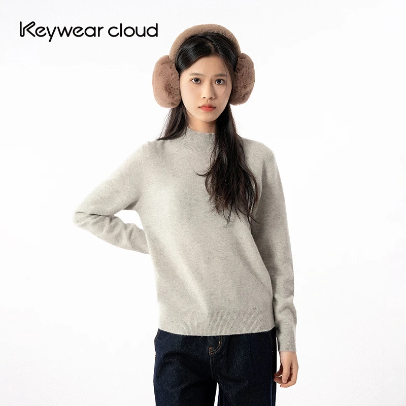 Keywearcloud奇威冬季半高领纯色打底绵羊毛针织毛衣