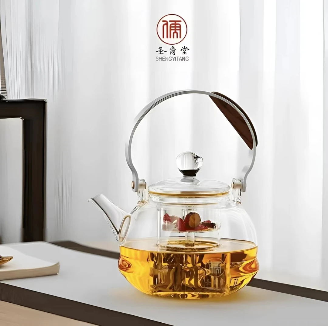 当代 圣裔堂星空提梁壶高硼硅耐热玻璃手工大容量蒸煮一体煮茶壶