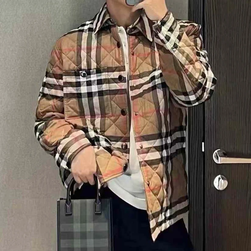 全新未使用 BURBERRY/博柏利 男士薄款格纹冬季保暖棉服